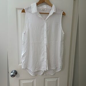 Beach Lunch Lounge crisp white tank button down collared size large lightweight